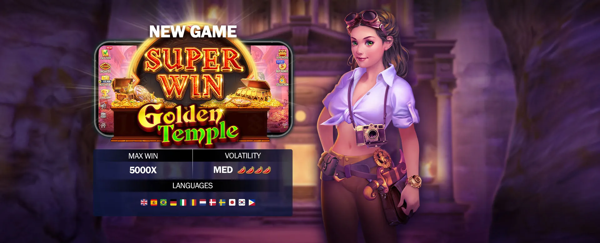 Graphic showing a helpslotwin meter indicating 'hot' and 'cold' slot games, with data visualization